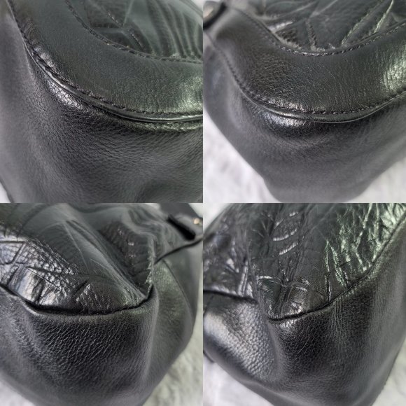 AIRONE Unique Beautiful Embossed Black Genuine Leather Shoulder Bag - Picture 8 of 12